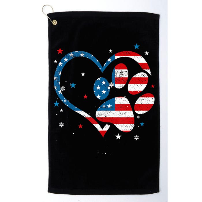 American Flag Patriotic Dog & Cat Paw Print 4th Of July Golf Towel