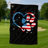 American Flag Patriotic Dog & Cat Paw Print 4th Of July Golf Towel