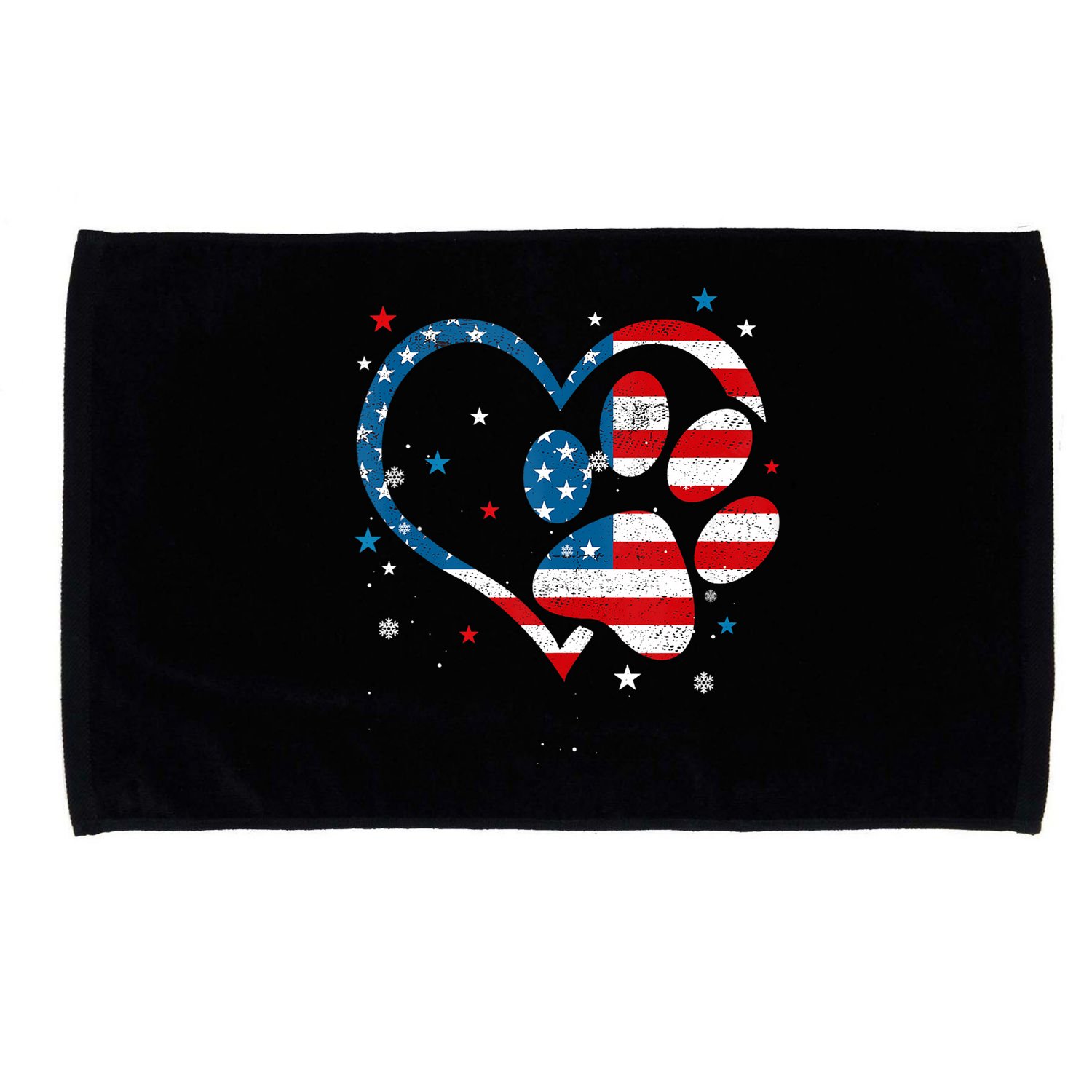 American Flag Patriotic Dog & Cat Paw Print 4th Of July Microfiber Hand Towel