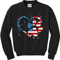 American Flag Patriotic Dog & Cat Paw Print 4th Of July Kids Sweatshirt