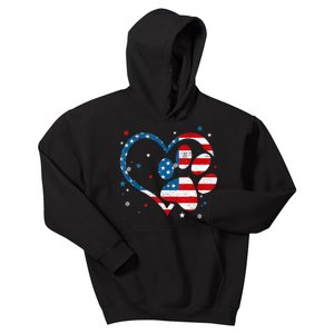 American Flag Patriotic Dog & Cat Paw Print 4th Of July Kids Hoodie