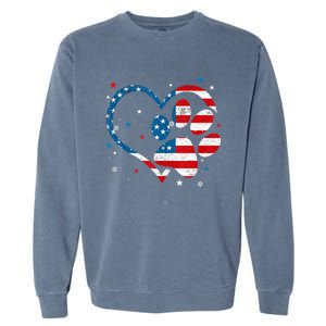 American Flag Patriotic Dog & Cat Paw Print 4th Of July Garment-Dyed Sweatshirt