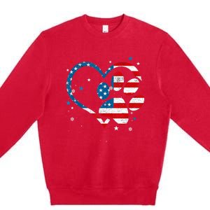 American Flag Patriotic Dog & Cat Paw Print 4th Of July Premium Crewneck Sweatshirt