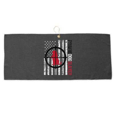 American Flag Prairie Dog Hunting Prairie Dog Slayer Large Microfiber Waffle Golf Towel