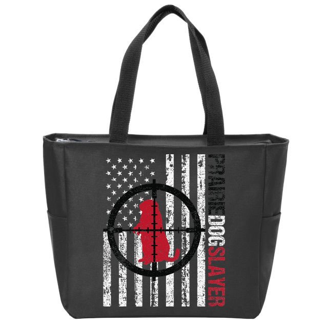 American Flag Prairie Dog Hunting Prairie Dog Slayer Zip Tote Bag