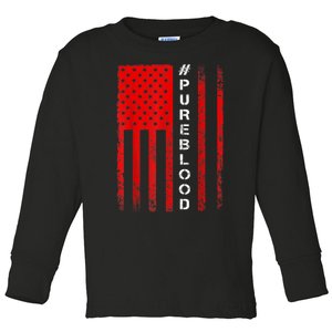 American Flag #PUREBLOOD I Am Pure Blood NonGmo Toddler Long Sleeve Shirt