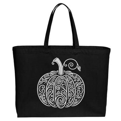 Autumn Fall Pumpkin Cute Thanksgiving Halloween Cotton Canvas Jumbo Tote