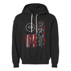 American Flag Patriotic 1776 We The People USA Garment-Dyed Fleece Hoodie