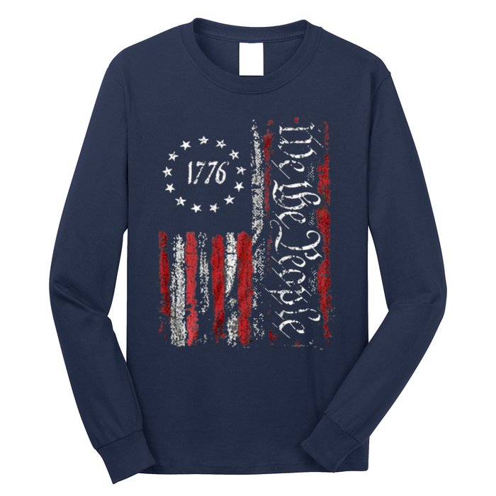 American Flag Patriotic 1776 We The People USA Long Sleeve Shirt