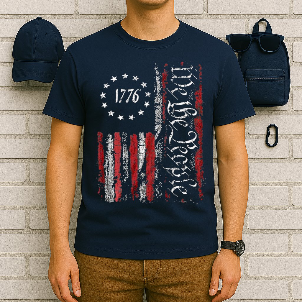 American Flag Patriotic 1776 We The People USA T-Shirt