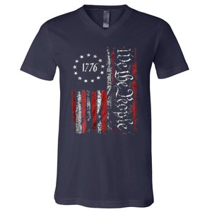 American Flag Patriotic 1776 We The People USA V-Neck T-Shirt