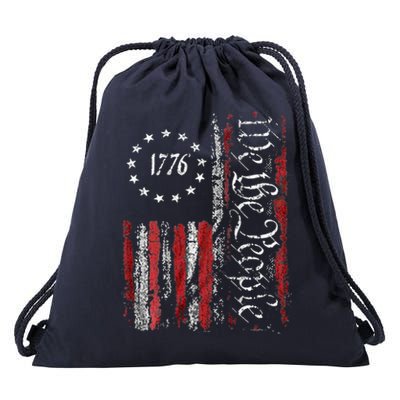 American Flag Patriotic 1776 We The People USA Drawstring Bag
