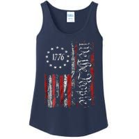 American Flag Patriotic 1776 We The People USA Ladies Essential Tank