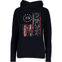 American Flag Patriotic 1776 We The People USA Womens Funnel Neck Pullover Hood