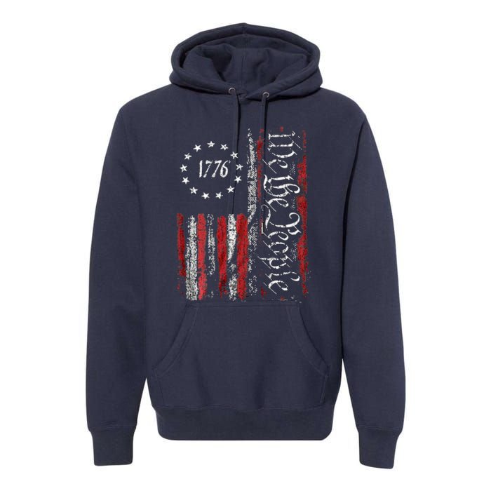 American Flag Patriotic 1776 We The People USA Premium Hoodie