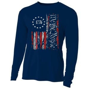 American Flag Patriotic 1776 We The People USA Cooling Performance Long Sleeve Crew