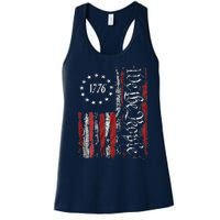 American Flag Patriotic 1776 We The People USA Women's Racerback Tank