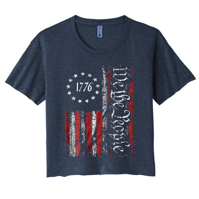 American Flag Patriotic 1776 We The People USA Crop Top