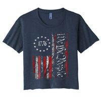 American Flag Patriotic 1776 We The People USA Women's Crop Top Tee