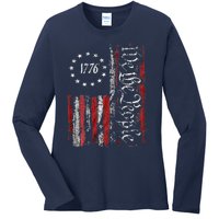 American Flag Patriotic 1776 We The People USA Ladies Long Sleeve Shirt