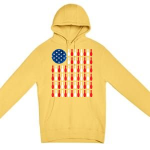 American Flag Patriotic Bowler & Bowling Premium Pullover Hoodie