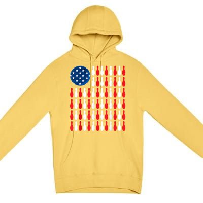 American Flag Patriotic Bowler & Bowling Premium Pullover Hoodie