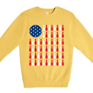 American Flag Patriotic Bowler & Bowling Premium Crewneck Sweatshirt