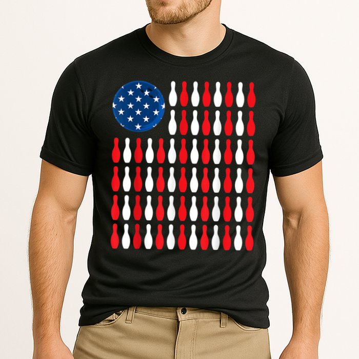 American Flag Patriotic Bowler & Bowling Cooling Performance Crew T-Shirt
