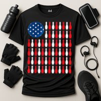 American Flag Patriotic Bowler & Bowling Cooling Performance Crew T-Shirt