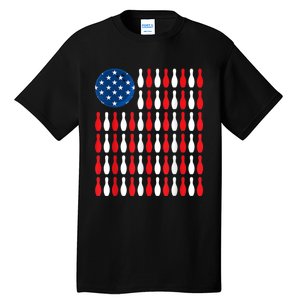 American Flag Patriotic Bowler & Bowling Tall T-Shirt