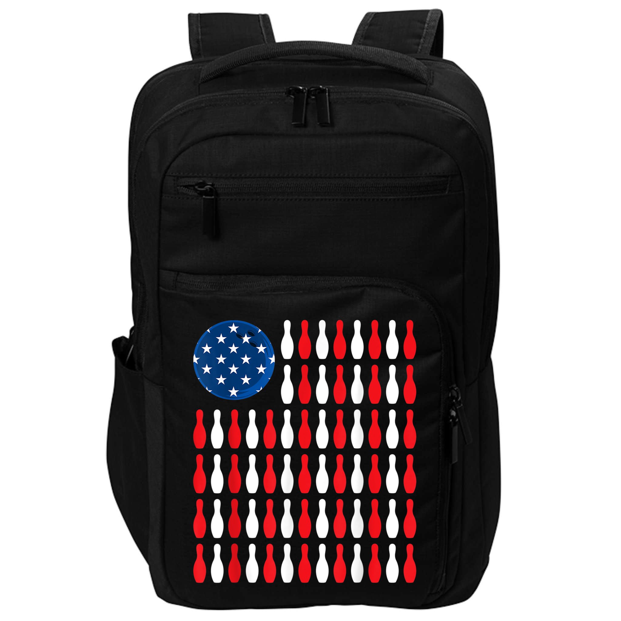 American Flag Patriotic Bowler & Bowling Impact Tech Backpack