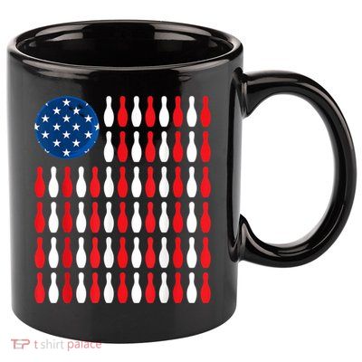 American Flag Patriotic Bowler & Bowling 11oz C Handle Ceramic Mug