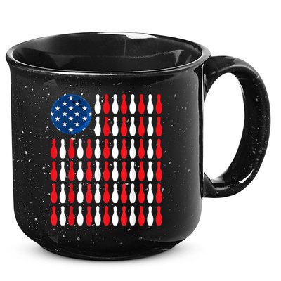 American Flag Patriotic Bowler & Bowling 15oz Campfire Ceramic Mug