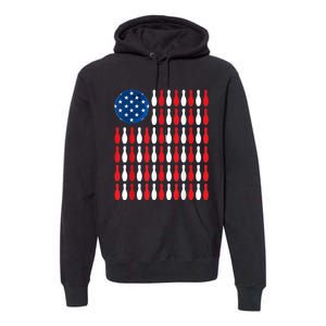 American Flag Patriotic Bowler & Bowling Premium Hoodie