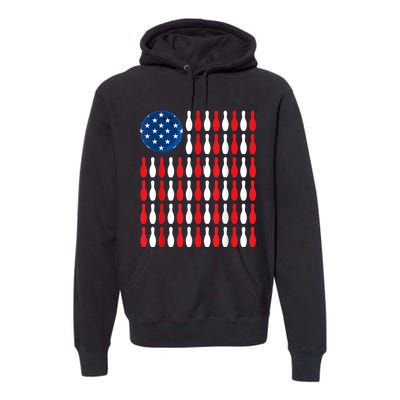 American Flag Patriotic Bowler & Bowling Premium Hoodie