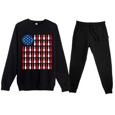 American Flag Patriotic Bowler & Bowling Premium Crewneck Sweatsuit Set