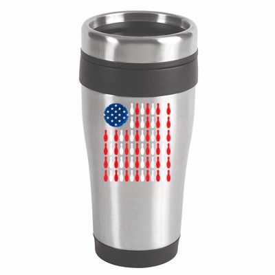 American Flag Patriotic Bowler & Bowling 16oz Travel Tumbler
