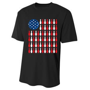 American Flag Patriotic Bowler & Bowling Performance Sprint T-Shirt