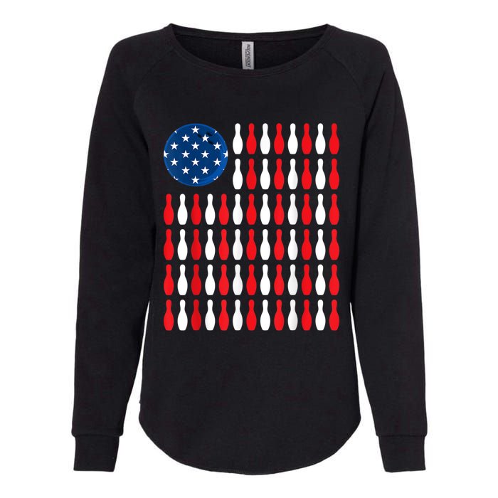 American Flag Patriotic Bowler & Bowling Womens California Wash Sweatshirt