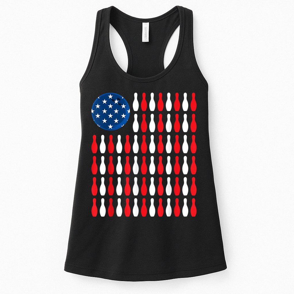 American Flag Patriotic Bowler & Bowling Womens Tank Top