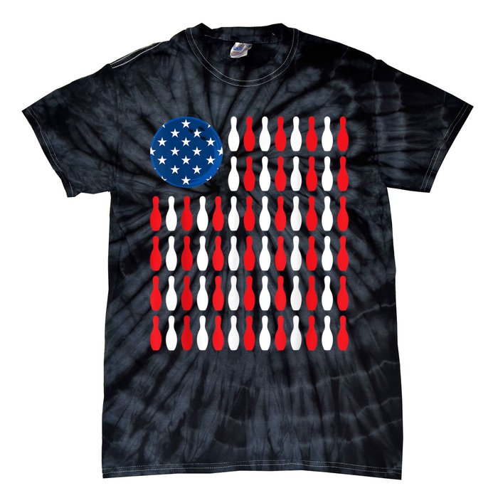 American Flag Patriotic Bowler & Bowling Tie-Dye T-Shirt