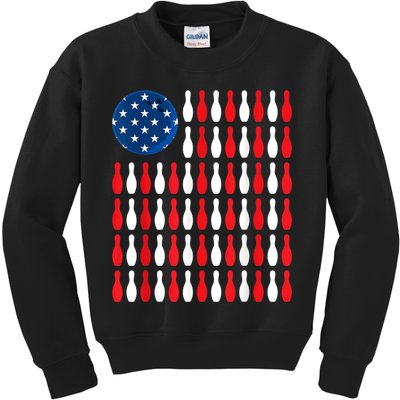 American Flag Patriotic Bowler & Bowling Kids Sweatshirt