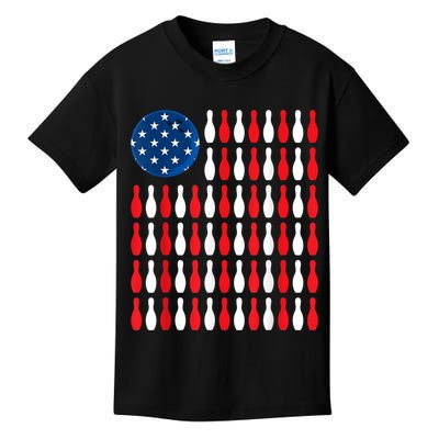 American Flag Patriotic Bowler & Bowling Kids T-Shirt