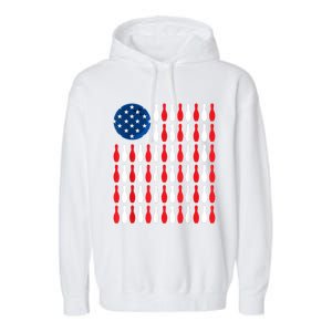 American Flag Patriotic Bowler & Bowling Garment-Dyed Fleece Hoodie