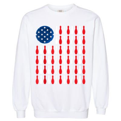 American Flag Patriotic Bowler & Bowling Garment-Dyed Sweatshirt
