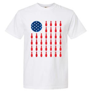 American Flag Patriotic Bowler & Bowling Garment-Dyed Heavyweight T-Shirt