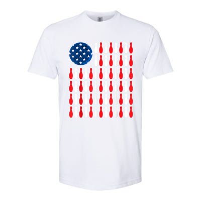 American Flag Patriotic Bowler & Bowling Softstyle® CVC T-Shirt