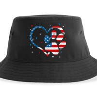 American Flag Patriotic Dog & Cat Paw Print 4th Of July Sustainable Bucket Hat