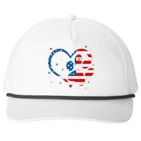 American Flag Patriotic Dog & Cat Paw Print 4th Of July Snapback Five-Panel Rope Hat