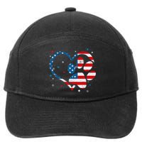 American Flag Patriotic Dog & Cat Paw Print 4th Of July 7-Panel Snapback Hat